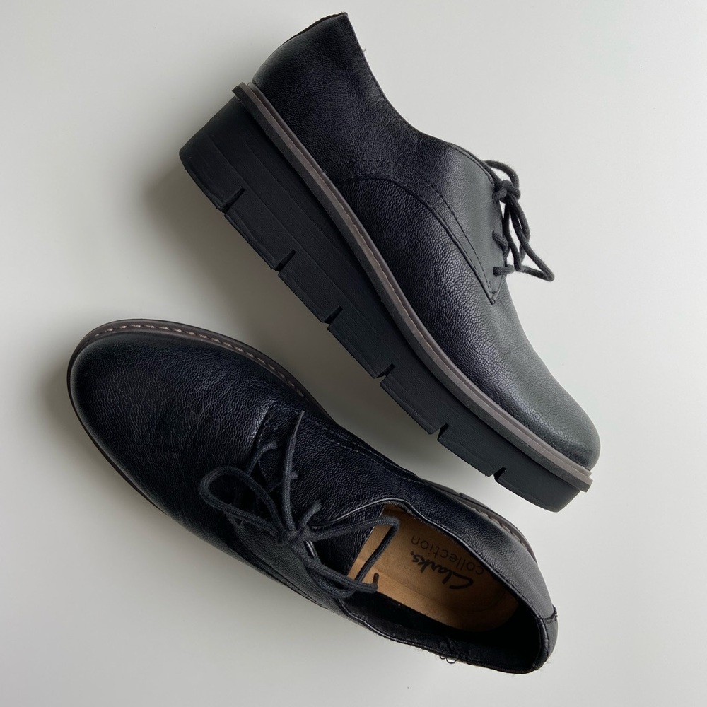 Clarks Black Leather Flats